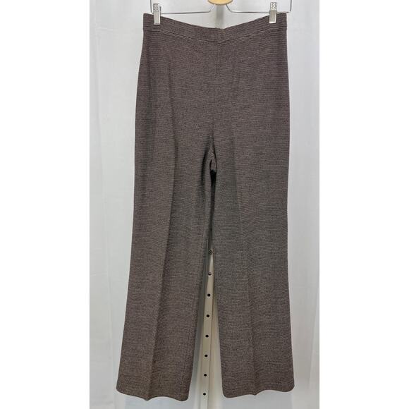ST. JOHN Collection Marie Gray Striped Knit Pants Pull On Brown Black Size 10 - Picture 1 of 9